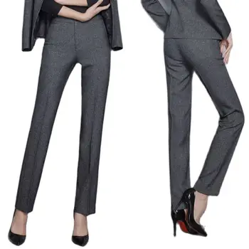מכנסי החליפה ליידי משרד העבודה ללבוש מכנסיים פורמליים נשים נופלות סלים מקרית ישר עיפרון מכנסיים קצוצים שחור