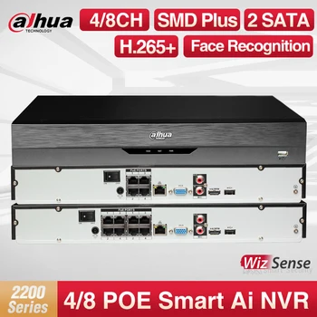Dahua Wizsense חכם Ai מקליט וידאו זיהוי פנים וזיהוי 4/8 ערוצי POE2HDDs SMD Onvif NVR2204-P-I2 NVR2208-8P-I2