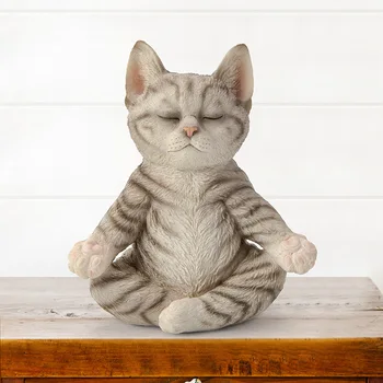 Goodeco מדיטציה זן יוגה חתול פסלון גינה פסל,פנימי/חיצוני דקורטיבי פיסול,מצחיק מתנות לנשים/גברים/הצעירים ו