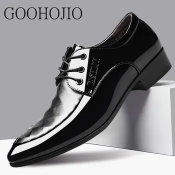 מעצב רשמי נעלי אוקספורד לגברים נעלי חתונה עור איטליה מחודד בוהן Mens נעלי שמלה Sapato אוקספורד Masculino גודל 38-48
