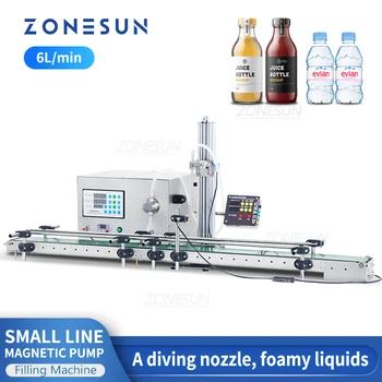 ZONESUN ZS-DTMP1D נוזלי מכונת מילוי קו מגנטי משאבה אחת צלילה זרבובית מיץ משקה קוסמטיקה בקבוק אריזה