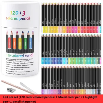 KALOUR 123PCS/סט בצבע שמן עפרונות ציור ציוד אמנות Lapices עם המחדד. תלמיד ציור מקצועי עט