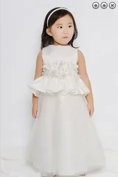משלוח חינם אדום פרח ילדה שמלות לחתונות 2013 m הטקס הראשון השמלה התחרות שמלות לבנות מרהיב שמלה לבנה.