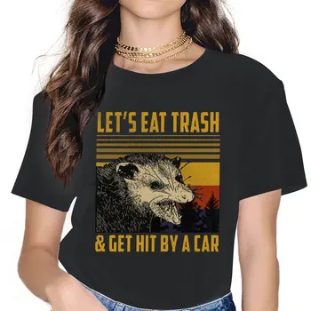 נשים, בואו לאכול זבל להידרס על ידי מכונית חולצות רחוב חתולים לכל היותר מצחיק שרוול קצר או צוואר חולצת טריקו ייחודי חולצות