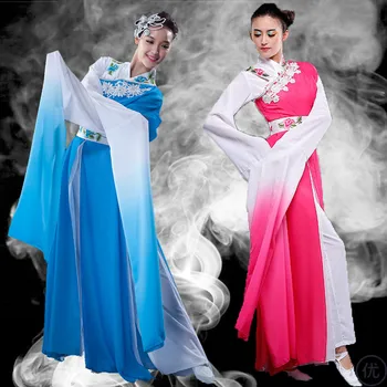 חדש העממית הסינית ריקוד קלאסי ריקוד תלבושות ג ' ינג הונג ביצועים בגדים מים שרוול Yangko ריקוד תלבושות