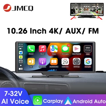 JMCQ 4K המכונית מראה הקלטת וידאו Dashcam Carplay & אנדרואיד אוטומטי חיבור אלחוטי ניווט GPS המחוונים DVR AI הקול