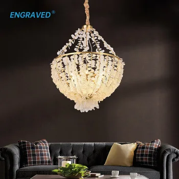 נורדי Syle המקורי קריסטל מנורת תקרה בסלון זיגוג השינה לקשט אור פשוט מותרות הכל נחושת.