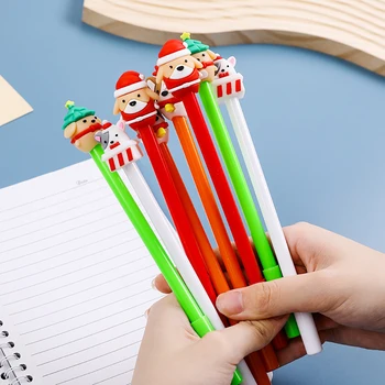 5Pcs מתנת חג המולד תלמידים עט קריקטורה חמודה עטים חג המולד סדרה עט ניטראלי יצירתי שחור עט ג ' ל עט חמוד נייח