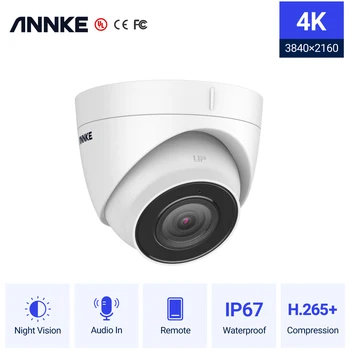 ANNKE 1PC Ultra HD 8MP POE מצלמת 4K חיצוני מקורה עמיד אבטחה כיפה רשת EXIR ראיית לילה התראת דוא 