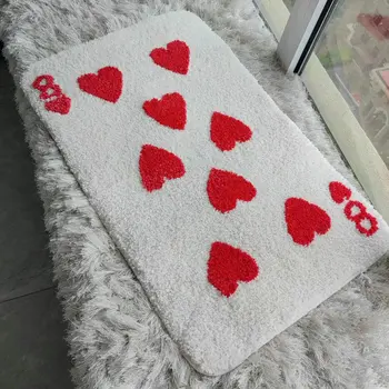 אדום אוהב את הלב 8 שטיח רך המצויץ כרטיס צורת השטיח בסלון עיצוב החלקה האמבטיה שטיח הרצפה השינה שטיחון ליד המיטה פנקס.