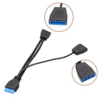19-Pin USB כבל מאריך 1 2 כפול יציאות עמיד עבור המחשב