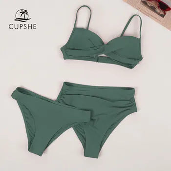 CUPSHE 3 לארוז שתי תחתיות לדחוף את הביקיני סטים של בגדי ים עבור נשים סקסי נמוך-אמצע המותן שלוש חתיכות בגדי ים 2023 בגד ים