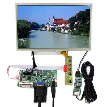 DVI+VGA LCD בקר לוח + 10.2 אינץ 1024x600 HSD100IFW1 CLAA102NA0ACW LCD עם לוח מגע Resistive