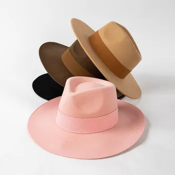 2022 יוקרה מעצב מותג ציירו לנשים 022 מעוות צמר Fedoras עבור נשים סתיו חורף חם כובעים בנות מסיבת כובע