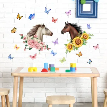 30*80 סוס צמח פרח חמניה פרפר מצויר קיר מדבקה רקע קיר הסלון קישוט קיר קיר מדבקה
