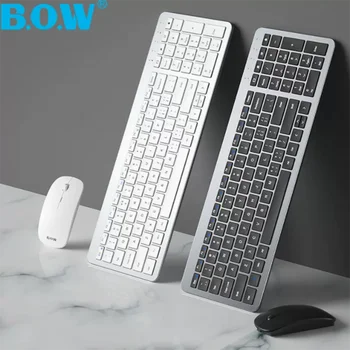 B. O. W אלחוטי מקלדת מחשב , USB 2.4 Ghz עכבר משולבת קומפקטית ללחוש בשקט-מקלדת ערכות מחשב