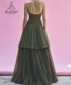 Auchan ליסה גרין סטרפלס באורך רצפת שמלת ערב קיץ אלגנטי מסיבת שמלה חדשה חליפה לנשים 2023