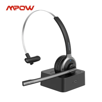 Mpow M5 Pro אוזניות Bluetooth v5.0 מחשב אלחוטי אוזניות עם ביטול רעשים מיקרופון בסיס טעינה למחשב נייד המשרד סקייפ
