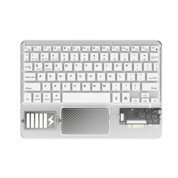 Wireless Touch Keyboard מקלדת עם תאורה אחורית RGB לוח מקשים שקופים קריסטל מקלדת Bluetooth אוניברסלי למחשב