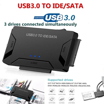 USB3.מ-0 ל-SATA/IDE HDD כונן הדיסק הקשיח ממיר 2.5/3.5 אינץ דיסק קשיח חיצוני מקרה תיבת 5 GBPS במהירות גבוהה, ארה 