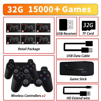 1/6pcsDouble בקר אלחוטי המשחק מקל חדש רטרו קונסולת משחק 4K HD 32G 15000 משחקים 2.4 G עבור PS1 PSP GBAVideo קונסולת משחק