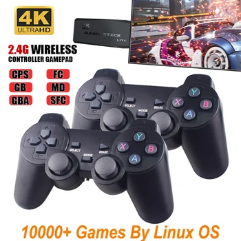 רטרו משחק וידאו הבקרה האלחוטי של 2.4 G קונסולת המשחק מקל 4k HD 10000 טלוויזיה רטרו משחקים נייד קונסולת משחק על PS1/GBA/MD