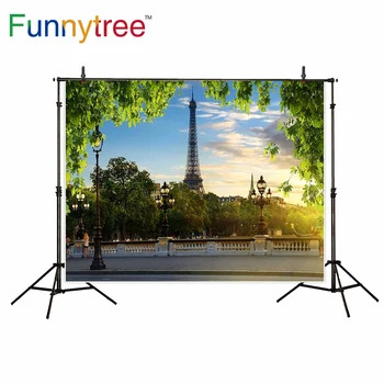 Funnytree צילום רקע פריז באביב אייפל רחוב עלים ירוקים רקע photocall צילום צילום סטודיו אביזר