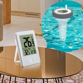 דיגיטלית אלחוטית צף בבריכה מדחום עם שעון זמן פנימי/חיצוני בריכת שחייה המים באמבט ספא אקווריומים להתבונן מרחוק