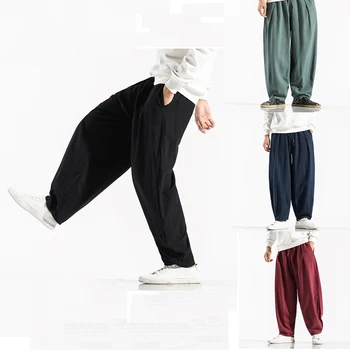 גברים יפנים רחב של הרגל מכנסיים בסגנון סיני מזדמן Sarouel 2022 סתיו מוצק צבע Oversize איש המכנסיים בתוספת גודל 5XL