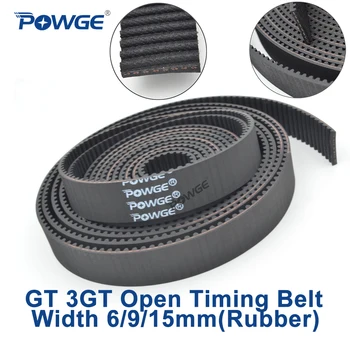 POWGE GT 3GT פתח סינכרונית תזמון חגורה רוחב 6/9/15mm 3GT-6/3GT-9/3GT-15 גומי קטן הנגד דיוק מיקום החגורה 3GT