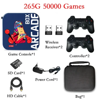 ארקייד משחק תיבת תיבת אלחוטית להתמודד עם רטרו קלאסי קונסולת משחק 4K HD הביתה טלוויזיה מקרן עבור PSP/PS1/נעמי 33000/40000/50000 משחקים
