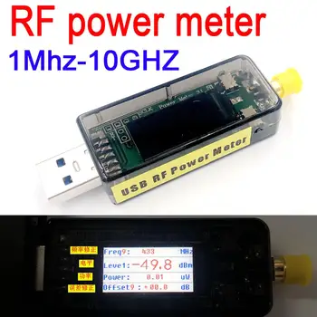 נייד USB RF כוח מטר, אם עד 10GHZ -45-0 dBm מתכוונן הנחתה ערך 0.96 OLED תצוגה דיגיטלית
