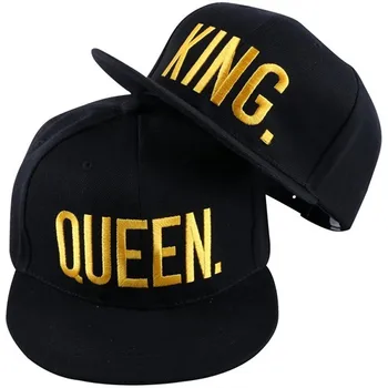 היפ-הופ כובעים המלך והמלכה 3D רקום אוהבי זוגות Snapback כובעי מתכוונן