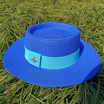 2023 כובע קש חדש צבע אלסטי רצועת אביזרים גברים ונשים כובע קש כובע השמש ממתקים צבע כובע קש Шляпа 