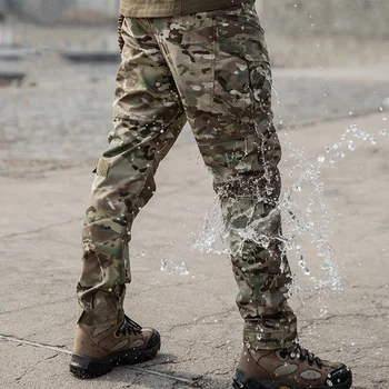 גברים הסוואה סרבל מכנסיים צבא אוהדים חיצונית אימון טיפוס עמיד למים Wearproof רב-כיס צבאי טקטי מכנסיים
