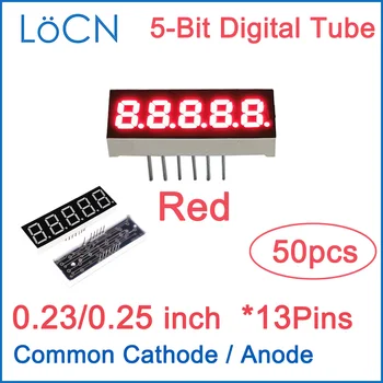 0.23 0.25 אינץ תצוגת LED דיגיטלית צינור 5 קצת אדום נפוץ קתודה אנודה גבוה בהיר 50PCS LoCN מקצועי