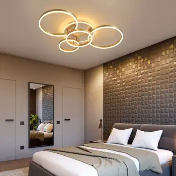 LED מודרנית הר סומק, אור תקרת עיצוב חדר מנורת נברשת תאורה עבור חדר השינה 4 טבעות LED נברשת