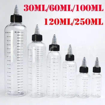 10 יח 'פלסטיק טפי בקבוקים ריקים E מיץ נוזלי במיכלים למילוי בקבוק שמן עם כובע בורג 30מ