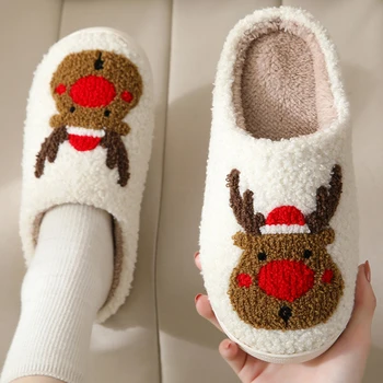 גברים, נשים, פנימי סנדלים פאזי נעל חורף חם בבית דירות עבור נשים מתנות חג המולד כפכפים רכות נעלי קטיפה רכה