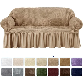 מתיחה 1-חתיכה קפלים חצאית פרעה ספה לכיסוי, שיבולת שועל ספה מכסה עבור s הכיסא. 