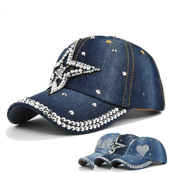 ג ' ינס אופנתי כובע בייסבול אובניים חן נוצץ אבא הכובע חיצוני שמש כובע כובע נהג המשאית ספורט כובע Snapback כובע