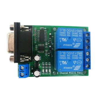 N228D02 RS232 ממסר מודול 2 ערוץ DC 12V 24V 67MA מחשב UART ממסר DB9 Serial מתג PLC מצלמה מערכת בקרה תעשייתית