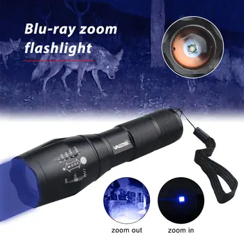 בלו-ריי Zoomable 610NM לפיד אור חיצונית עמיד למים ציד דיג פנס נייד פנס 1 מצב+18650+מטען USB