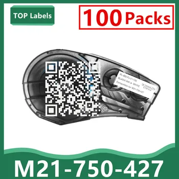 100 Pack החלפת ויניל המשרד תווית מחסנית היוצר M21-750-427 שחור על גבי לבן,כף יד תווית מדפסת,Labeller,Datacom תג