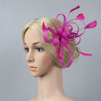 נוצה Fascinator כובע לשיער אליס סרט קליפ רשת פרח חתונה, קוקטייל אביזרי שיער תה