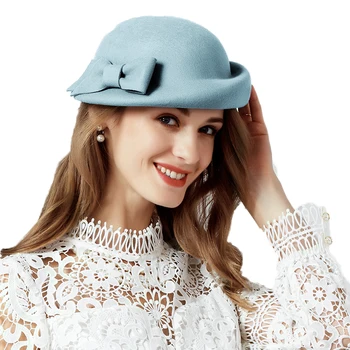 FS אביב נשים, אופנה, צמר, כובעים עבור הכנסייה חורף אלגנטי בנות וכומתה שחורה צרפתית כובע גבירותיי בציר כובע פדורה