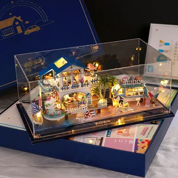 גודל Mini Casa DIY עץ, בית בובות מיניאטורי בניית ערכות עם ריהוט RV קוטג ' בית הבובות צעצועים עבור חברות בנות מתנות