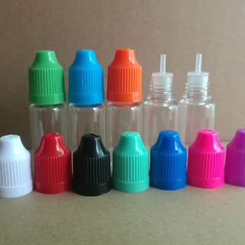 500Pcs 10ML PET פלסטיק בקבוק טפי עם מילדים כובע בסדר טיפים, 10ML ריק למילוי בקבוקים E נוזלי לק