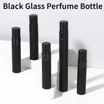 50pcs הסיטוניים 5/10ML נייד שחור זכוכית בושם ספריי למילוי חוזר נסיעות בקבוק מיני בקבוקוני מדגם בקבוקי אלומיניום עם משאבה