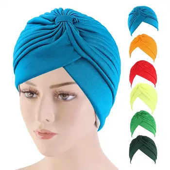 קפלים כובע טורבן לנשימה וגל אנטי UV השמש-לא הוכחה לזכותו נשים ביני בנדנות בגימור עיוות כימותרפיה חיג ' אב ההודי קאפ